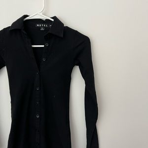 Button Up Motel Mini Dress Long Sleeve